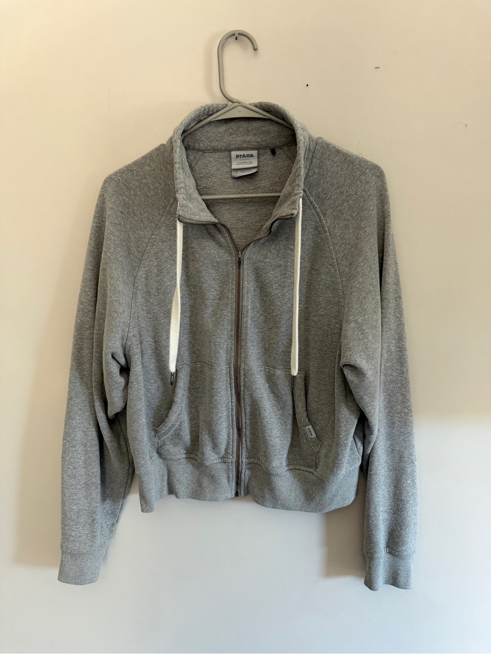 Prana Gray Zip-Front Bomber Hoodie Jacket